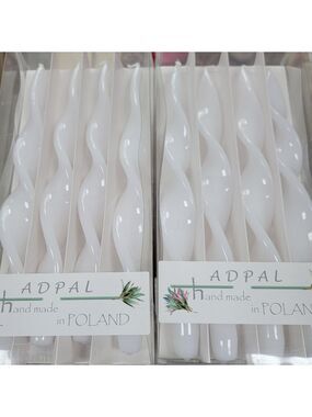 NEW Adpal Handmade White Twisted 12" Taper Candle 1 Box
